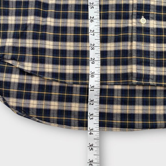 VINTAGE Ralph Lauren Shirt Mens 2XLT Tall Beige Black Check Woven Button Down - Picture 14 of 16